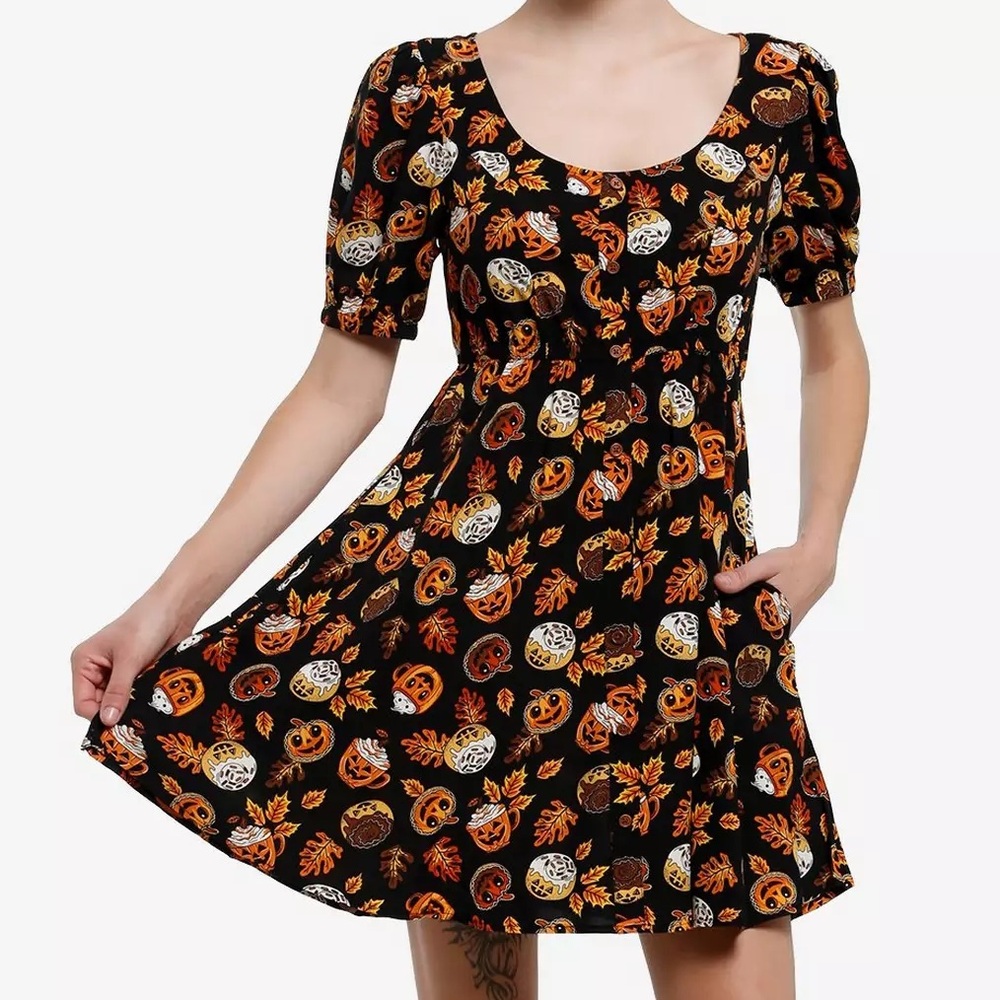 Thorn & Fable Pumpkin Spice Treats‎ Babydoll Dress Hot Topic Halloween